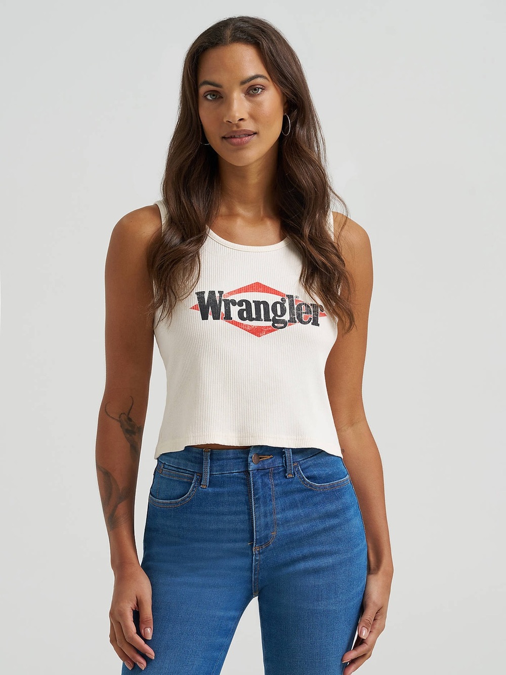 NWT Wrangler Triangle Logo Graphic Ribbed Tank - Picture 3 of 9